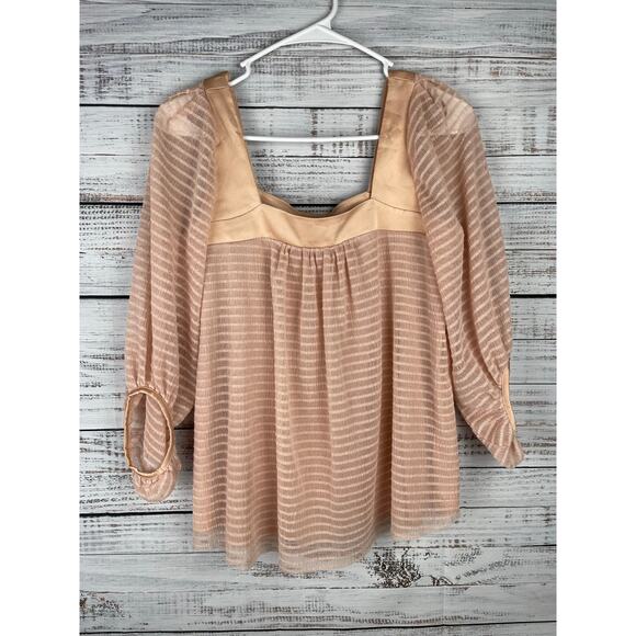 Anthropologie Meadow Rue Allyson Square Neck Top Boho Pink XS Fairy Feminine - Picture 2 of 9